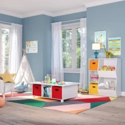 RiverRidge Home Kids' 3 Cubby with 2 Veggie Bin Floor Cabinet White - RiverRidge -My Book Perch Sales Store unnamed file 437