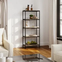 Lavish Home 5-Tier Open Industrial Style Wooden Bookshelf, Gray Woodgrain -My Book Perch Sales Store unnamed file 4372