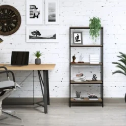 Lavish Home 5-Tier Open Industrial Style Wooden Bookshelf, Gray Woodgrain -My Book Perch Sales Store unnamed file 4373