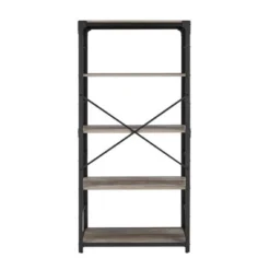 64" Benny Angle Iron 4 Tiered Mixed Material Bookshelf - Saracina Home Rustic Oak -My Book Perch Sales Store unnamed file 4379