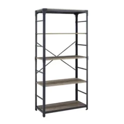 64" Benny Angle Iron 4 Tiered Mixed Material Bookshelf - Saracina Home Rustic Oak -My Book Perch Sales Store unnamed file 4380