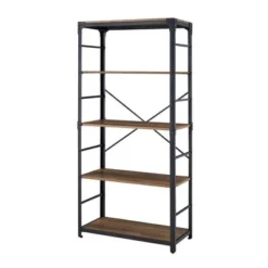 64" Benny Angle Iron 4 Tiered Mixed Material Bookshelf - Saracina Home Rustic Oak -My Book Perch Sales Store unnamed file 4381