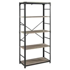 64" Benny Angle Iron 4 Tiered Mixed Material Bookshelf - Saracina Home Rustic Oak -My Book Perch Sales Store unnamed file 4383