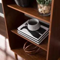 44.5" Belhope Mid-Century Modern Bookcase - Aiden Lane Brown