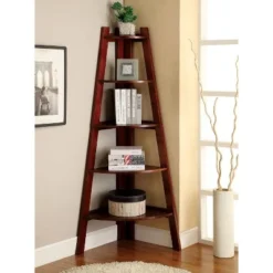 63.25" Lynch 5 Shelf Corner Bookcase - HOMES: Inside + Out White