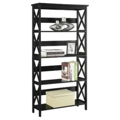 60" Oxford 5 Tier Bookcase Black - Breighton Home