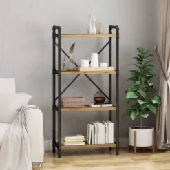 Greenwood Industrial Iron Four Shelf Bookcase - Christopher Knight Home Gray/pewter Finish