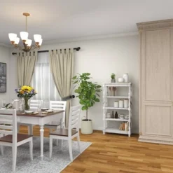 55" Metal and Wood 5 Tiered Wall Shelf White - Olivia & May -My Book Perch Sales Store unnamed file 4537