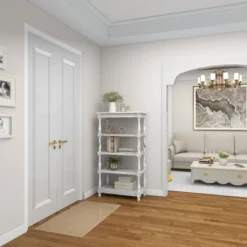 55" Metal and Wood 5 Tiered Wall Shelf White - Olivia & May -My Book Perch Sales Store unnamed file 4540