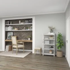 55" Metal and Wood 5 Tiered Wall Shelf White - Olivia & May -My Book Perch Sales Store unnamed file 4541