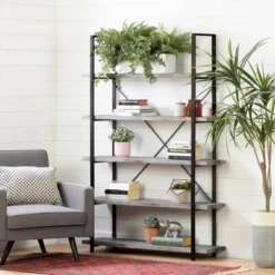 69.25" Gimetri 5 Shelf Shelving Unit Driftwood Gray - South Shore