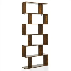 Costway 1/2 PCS 6 Tier S-Shaped Bookshelf Storage Display Bookcase Z-Shelf Coffee -My Book Perch Sales Store unnamed file 460