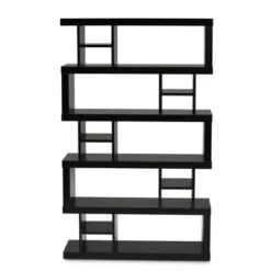 57.01" Dora Wood 5 Tier Geometric Bookshelf Dark Brown - Baxton Studio -My Book Perch Sales Store unnamed file 4617