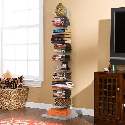 Meiyi Furniture SEI Furniture MS0895 55 Inch Freestanding Adjustable 11 Tier Modern Metal Spine Tower Book Media Shelf Decor Organizer Storage Case, Silver 3 Meiyi Furniture SEI Furniture MS0895 55 Inch Freestanding Adjustable 11 Tier Modern Metal Spine Tower Book Media Shelf Decor Organizer Storage Case, Silver