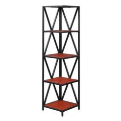 Breighton Home Tucson Metal 5 Tier Corner Bookcase - Johar Furniture Gray/black -My Book Perch Sales Store unnamed file 4635