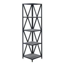 Breighton Home Tucson Metal 5 Tier Corner Bookcase - Johar Furniture Gray/black -My Book Perch Sales Store unnamed file 4636