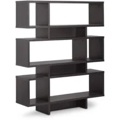Cassidy 52.6" 6 Level Modern Bookshelf Dark Brown - Baxton Studio