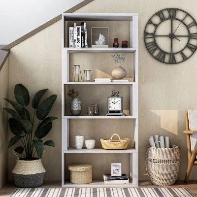 70.75" Montalva 5 Shelf Bookcase White Oak - HOMES: Inside + Out 6 70.75" Montalva 5 Shelf Bookcase White Oak - HOMES: Inside + Out - Image 4