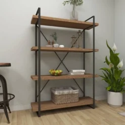 Olivia & May 67" Tall Industrial Metal and Wood Bookshelf Brown - Olivia & May -My Book Perch Sales Store unnamed file 4715
