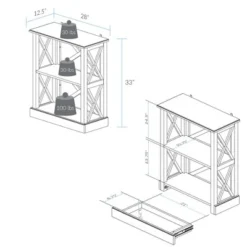 33" Jackson 3 Shelf Bookcase with Concealed Drawer Black - Flora Home -My Book Perch Sales Store unnamed file 4754