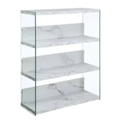 40.25" SoHo 4 Tier Wide Bookcase - Breighton Home White Faux Marble -My Book Perch Sales Store unnamed file 4758