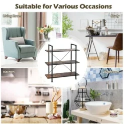 Costway 3-Tier Bookshelf Industrial Bookcase Display Shelf Storage Rack Rustic Brown -My Book Perch Sales Store unnamed file 478