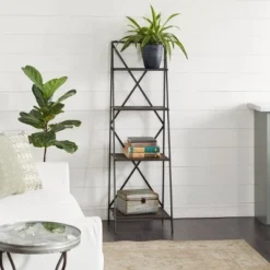 Olivia & May Industrial Metal Wall Shelf Black - Olivia & May