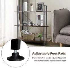 Costway 3-Tier Bookshelf Industrial Bookcase Display Shelf Storage Rack Rustic Brown -My Book Perch Sales Store unnamed file 479