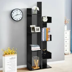 Costway 8-Tier Bookshelf Bookcase w/8 Open Compartments Space-Saving Storage Rack White/Black -My Book Perch Sales Store unnamed file 483