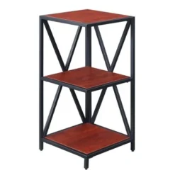Breighton Home Tucson Metal 3 Tier Corner Bookcase - Johar Furniture Cherry/black -My Book Perch Sales Store unnamed file 4852