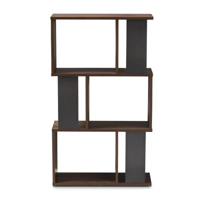 40.2" Legende Finished Display Bookcase Brown/Dark Gray - Baxton Studio 8 40.2" Legende Finished Display Bookcase Brown/Dark Gray - Baxton Studio - Image 6