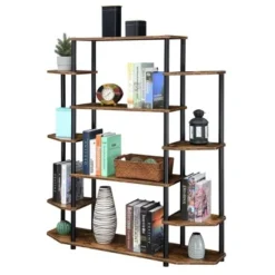 52.5" Designs2Go Wall Unit Bookshelf Barnwood/Black Poles - Breighton Home -My Book Perch Sales Store unnamed file 4902