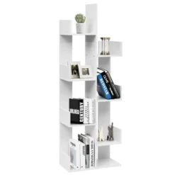 Costway 8-Tier Bookshelf Bookcase w/8 Open Compartments Space-Saving Storage Rack White/Black -My Book Perch Sales Store unnamed file 491