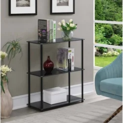 26.5" Designs2Go Classic Glass 3 Shelf Bookshelf - Breighton Home Clear