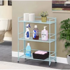 33" Xtra Storage 3 Tier Wide Folding Metal Shelf Sea Foam - Breighton Home