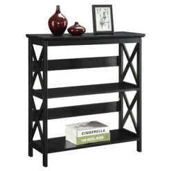32.5" Oxford 3 Tier Bookcase Black - Breighton Home