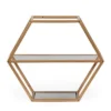 17" Lepley Modern Glam Handcrafted Glass 2 Shelf Hexagonal Decorative Shelf Antique Gold - Christopher Knight Home