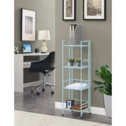45" Xtra Storage 4 Tier Folding Metal Shelf Sea Foam - Breighton Home