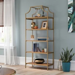 70.88" 5 Shelves International Lux Metal Frame Bookcase Sindoori Mango - Sauder