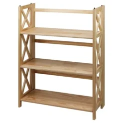 38" 3-Shelf Folding Bookcase - Flora Home Natural