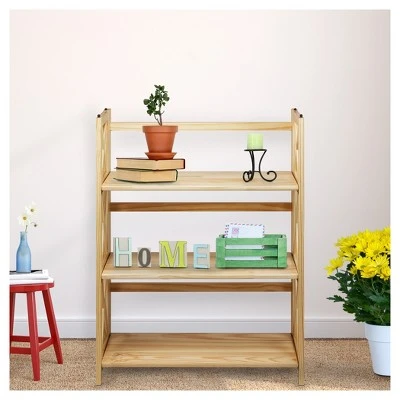 38" 3-Shelf Folding Bookcase - Flora Home Natural 8 38" 3-Shelf Folding Bookcase - Flora Home Natural - Image 6