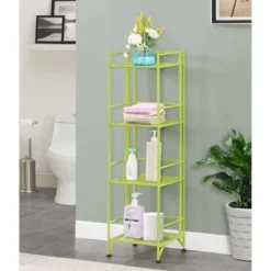 45" Xtra Storage 4 Tier Folding Metal Shelf Lime - Breighton Home