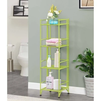 45" Xtra Storage 4 Tier Folding Metal Shelf Lime - Breighton Home 3 45" Xtra Storage 4 Tier Folding Metal Shelf Lime - Breighton Home