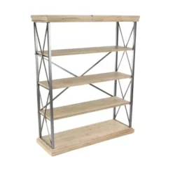 Olivia & May 60" Industrial Bookshelf with 4 Shelves Brown - Olivia & May