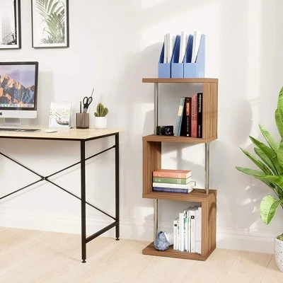 Bestier S-Shaped Bookshelf Multifunctional Bookcase Storage Shelf 43 Inch w/ Adjustable Shelves for Kitchens, Living Rooms, and Bedrooms, Walnut 6 Bestier S-Shaped Bookshelf Multifunctional Bookcase Storage Shelf 43 Inch w/ Adjustable Shelves for Kitchens, Living Rooms, and Bedrooms, Walnut - Image 4