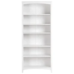 Camaflexi 6 Tier Shaker Style Open Storage Organization Bookshelf Wood Bookcase Shelf Unit w/ 4 Adjustable and 2 Fixed Shelves, White Finish