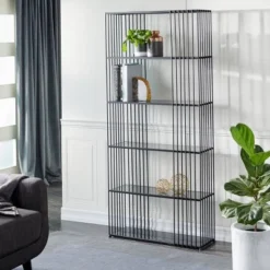 Olivia & May Contemporary Iron Wall Shelf Black - Olivia & May