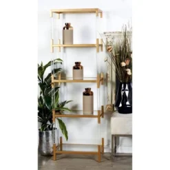 Olivia & May 69" Metal and Acrylic Bookcase Gold - Olivia & May