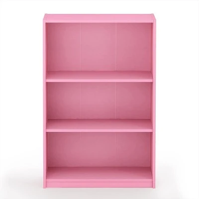 Furinno Jaya Home Simple Sleek Wooden 3 Tier Adjustable Office Open Bookcase Display Closet Storage Shelf for Living Room and Bedroom Spaces, Pink 3 Furinno Jaya Home Simple Sleek Wooden 3 Tier Adjustable Office Open Bookcase Display Closet Storage Shelf for Living Room and Bedroom Spaces, Pink