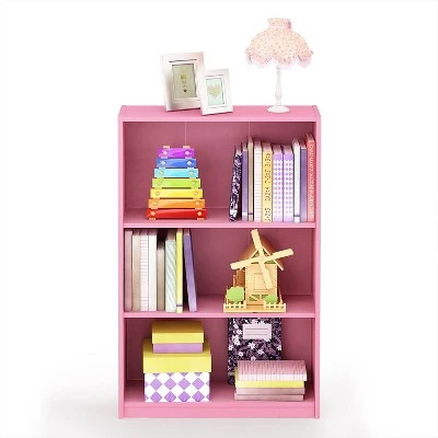 Furinno Jaya Home Simple Sleek Wooden 3 Tier Adjustable Office Open Bookcase Display Closet Storage Shelf for Living Room and Bedroom Spaces, Pink 6 Furinno Jaya Home Simple Sleek Wooden 3 Tier Adjustable Office Open Bookcase Display Closet Storage Shelf for Living Room and Bedroom Spaces, Pink - Image 4